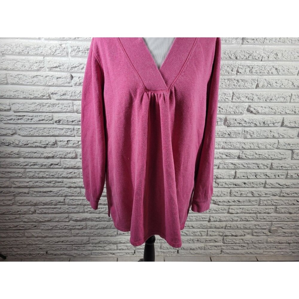 Covington Womens Sweatshirt 24W 26W Pink VNeck Cotton Blend Pullover SWE167E - Picture 5 of 8
